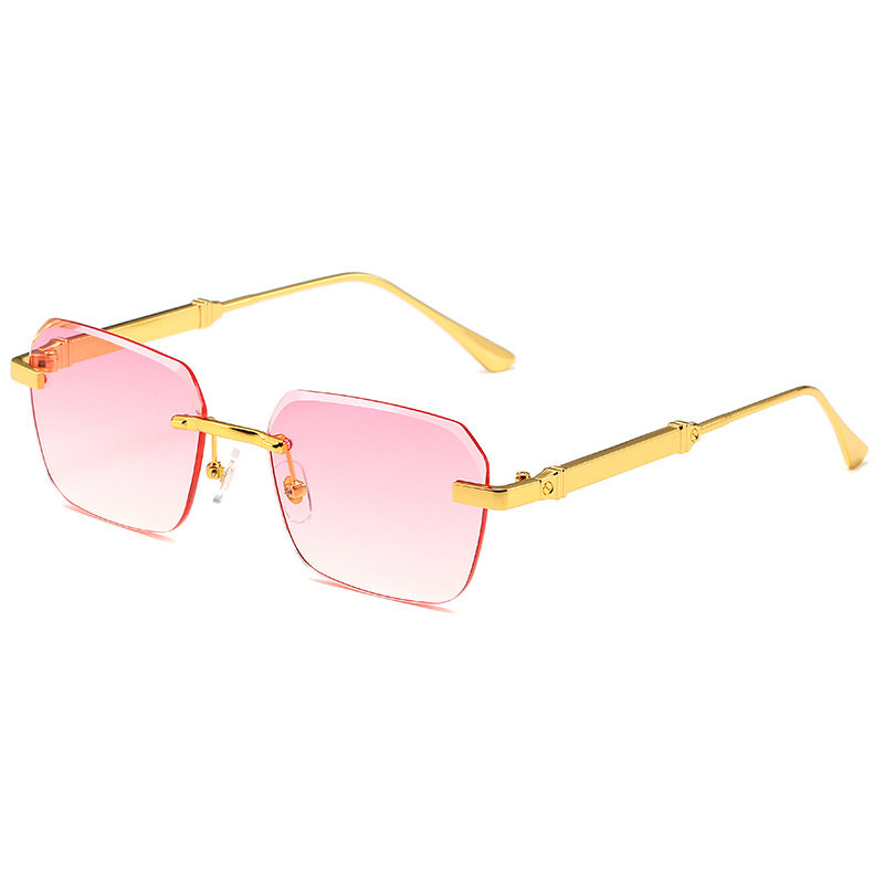 Women's Frameless Square Sunglasses Gradient Lens Street Style_voghion.com