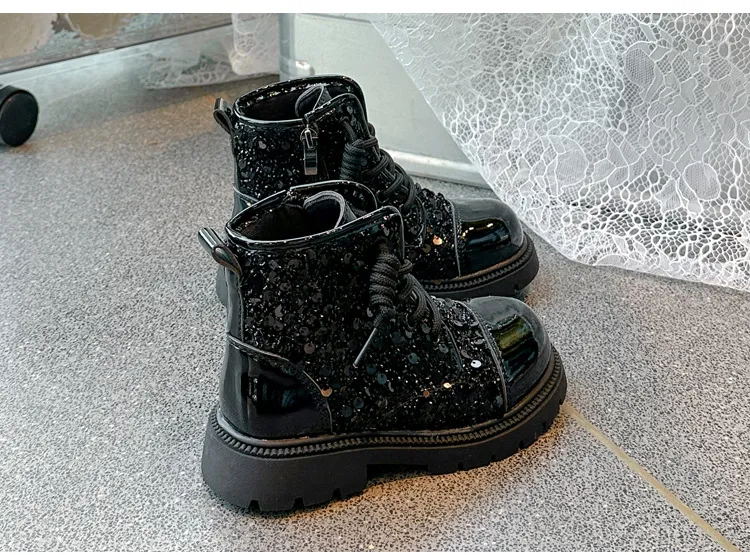 Mädchen Leder Schneestiefel Mit Pailletten Und Rutschfester Sohle_voghion.com
