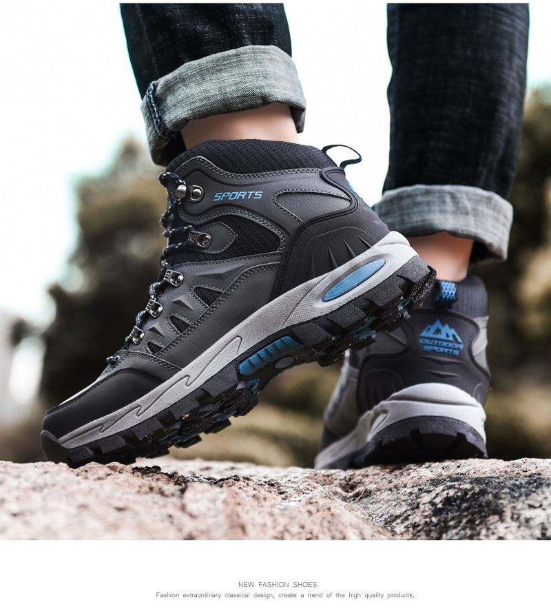Sommer High-Top Outdoor Wanderbergsteigen Schuhe Mode lässig dicke Unterseite rutschfeste Einzelschuhe Männer_voghion.com
