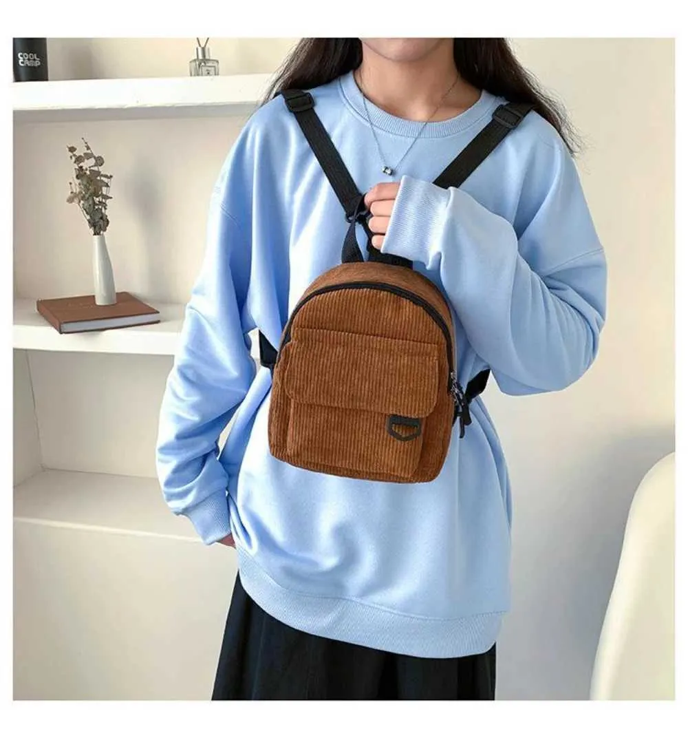 Kleiner Damen Mini Rucksack Aus Kord Für Freizeit Und Reisen_voghion.com