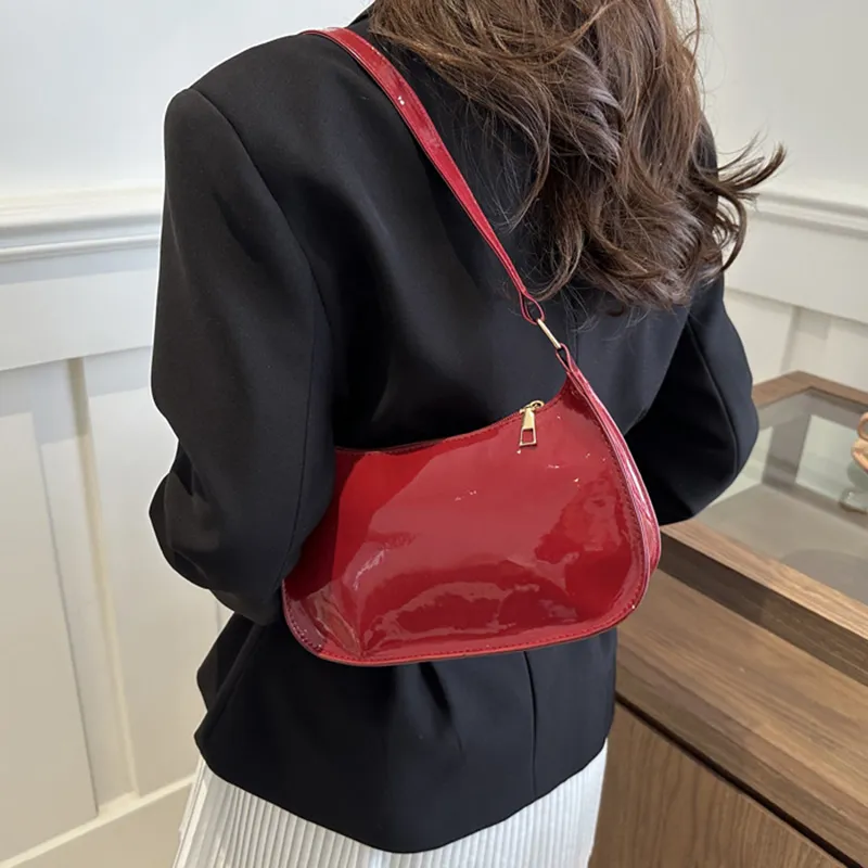 Borsa a tracolla da donna in pelle PU tinta unita retrò, borse alla moda, borse casual hobo e borsette da donna_voghion.com