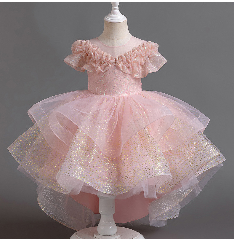 [PetiteRoyale] Rochie de bal pentru fete - Rochie de prințesă din tul cu straturi | Ținute de seară pentru fetițe cu flori și spectacole (3-12 ani)_voghion.com