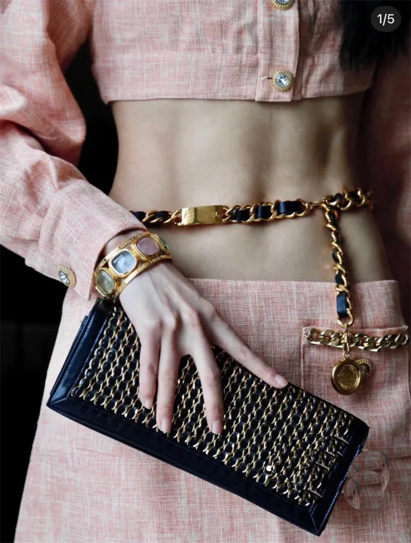 Designer Vintage Belts Gold Red Leather Rope Chain for Women Letter Dress Waistband Copper Adjustable Lady High Quality_voghion.com