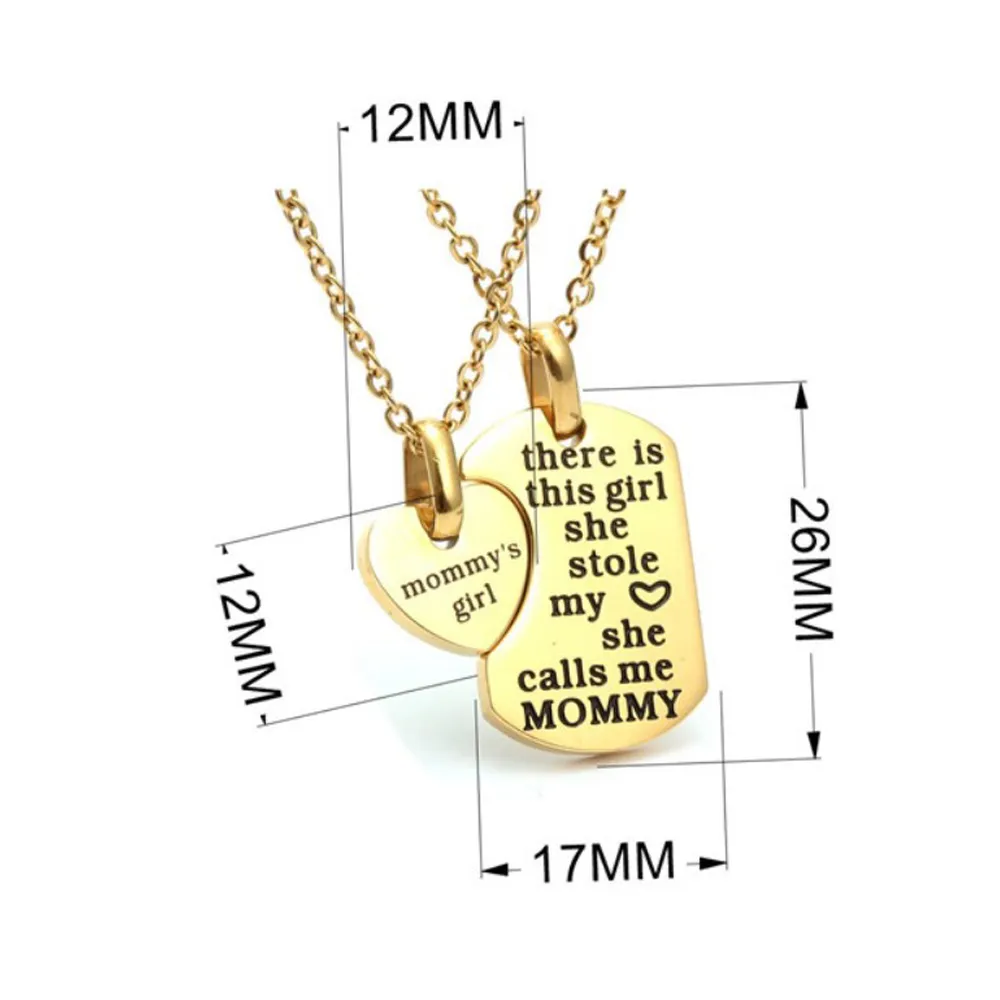 Hjerte vedhæng halskæde sæt til mor og datter i guld rustfrit stål_voghion.com