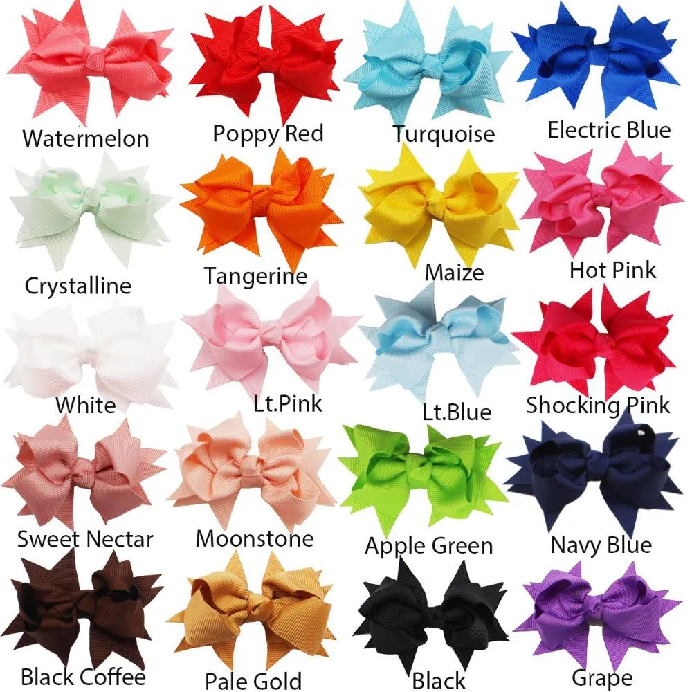 40pcs 3 Inch Baby Girl Solid Ribbon Bows Alligator Clips For Toddlers Kids Children Hair Accessories_voghion.com