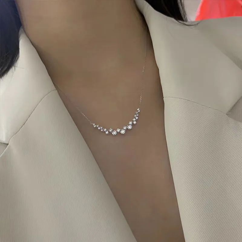 Colliers pendentifs CAOSHI Collier pour femme pour fiançailles Bijoux de mariage avec une rangée de cristal brillant Élégant Femme_voghion.com