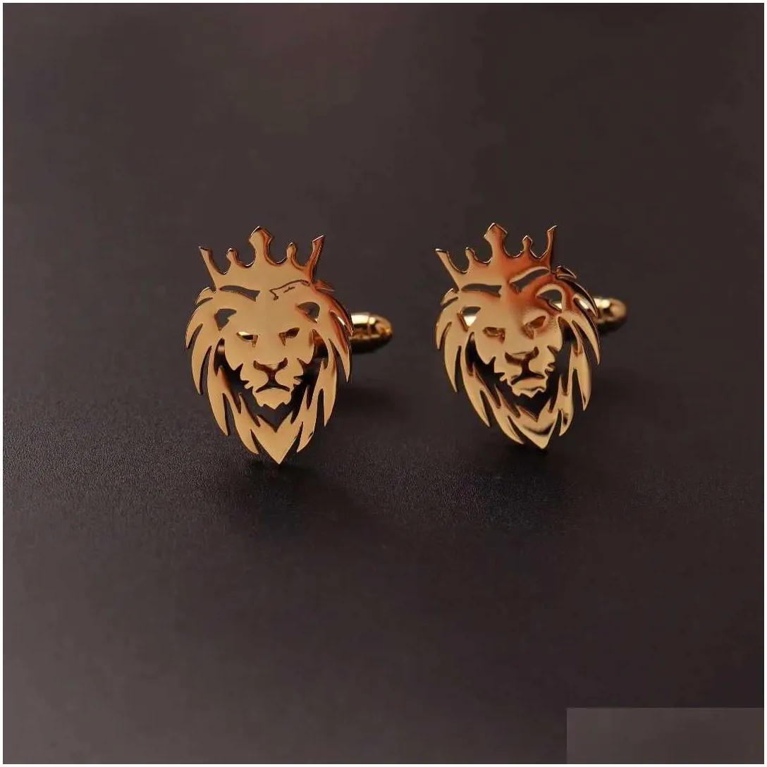 Gemelli da uomo in acciaio inossidabile con leone, aquila, croce, distintivo Sikh, spilla per camicia da sposa, consegna a domicilio Dhtzw_voghion.com