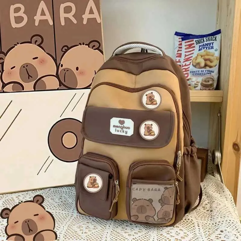 Capybara Cute Backpack Plush Schoolbag Cartoon Soft Funny Animal Large Capacity Stuffed Unisex Y2K Aesthetic_voghion.com