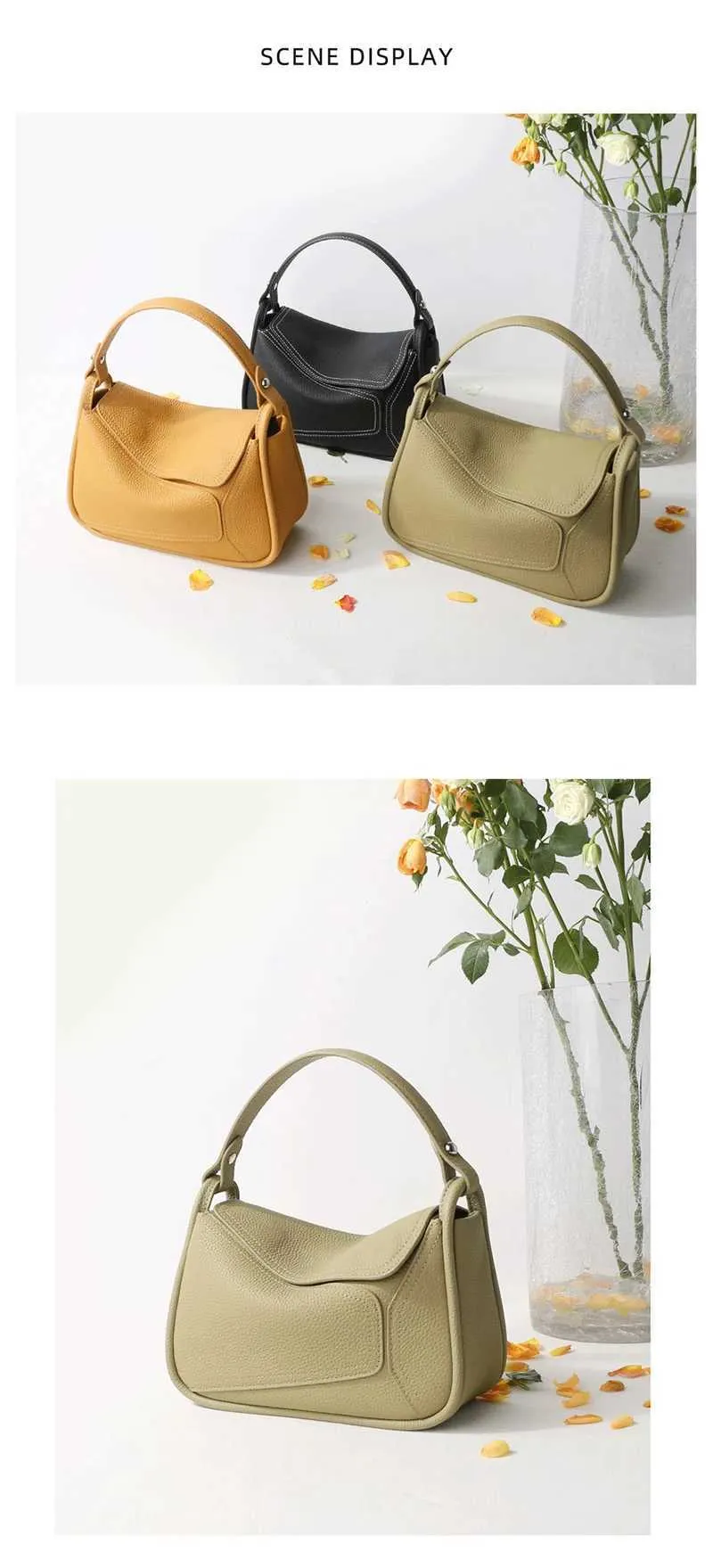 Famicare Borsa da donna in vera pelle di vacchetta Piccola borsa da donna a tracolla Borsa da pranzo con design geometrico Borsa a tracolla Messenger_voghion.com