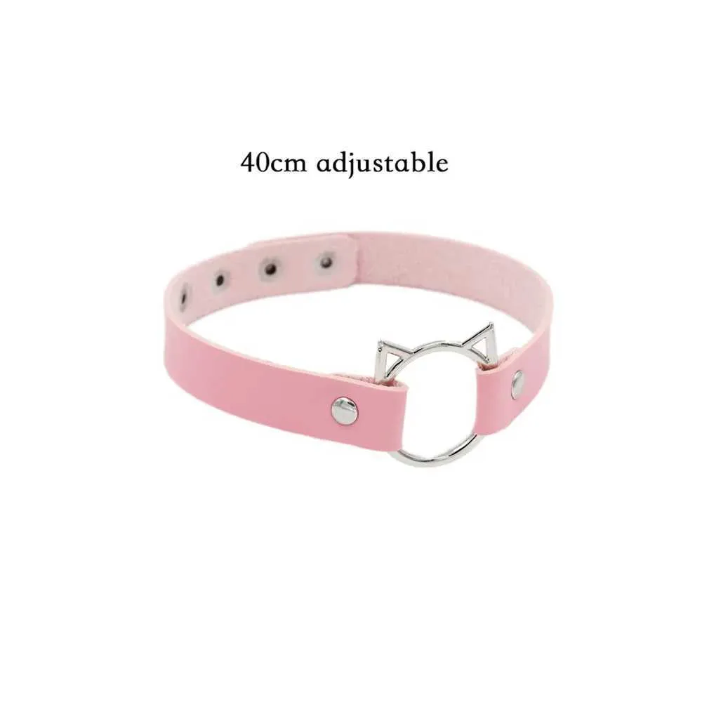 Collier ras du cou gothique en cuir avec pendentif rose sexy et tendance pour femme_voghion.com