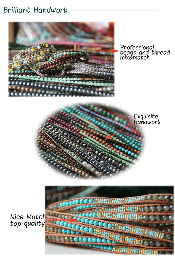 Pulseras de cuero estilo bohemio con múltiples capas y dijes, de alta gama, con jaspe imperial, cristal, hechas a mano, con cordón de cuentas, para hombre y mujer._voghion.com