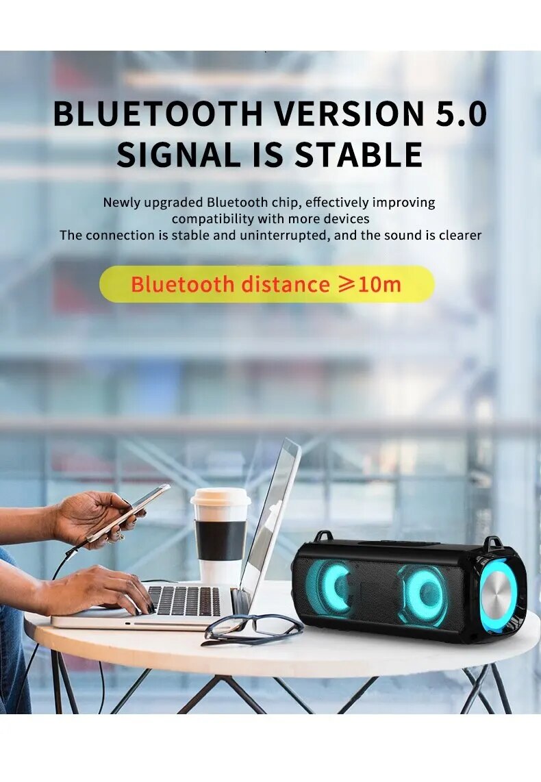 Rockmia Portable Bluetooth Speaker With Rgb Led Lights & Mic_voghion.com