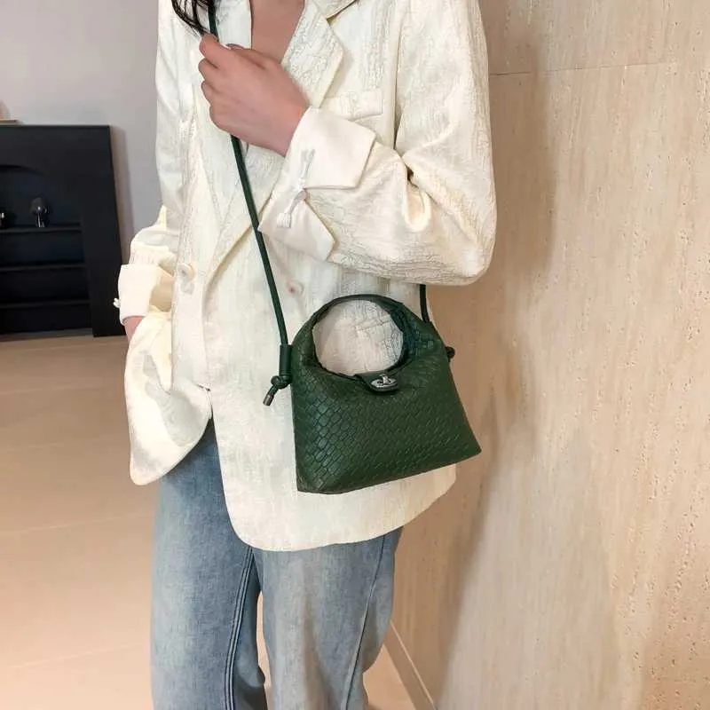 Elegante Geflochtene Pu-leder-eimerhandtasche Als Umhängetasche_voghion.com