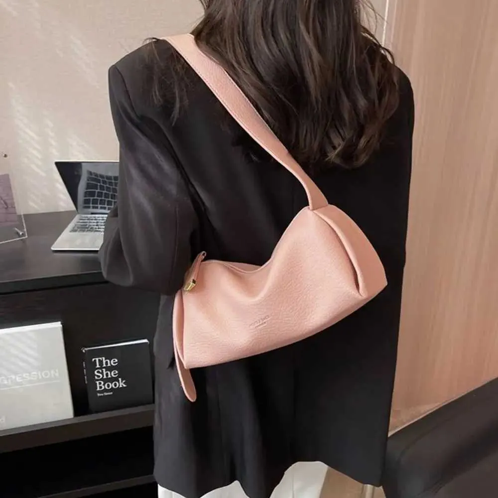 Borsa a tracolla con motivo lichee di grande capacità, tinta unita, stile coreano, PU, Dumpg, cuscino per la mamma, Shoppin241210_voghion.com