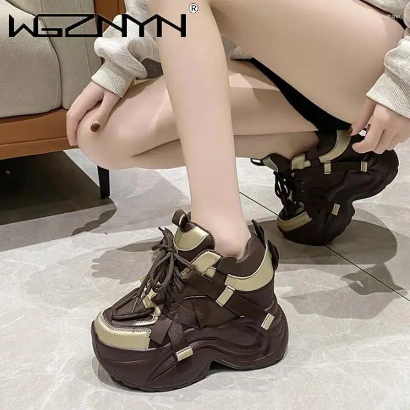 Casual schoenen voor dames, warme, dikke sneakers met 10 cm hak, herfst/winter, dikke zool, gevulkaniseerd, hoog platform, leer voor dames_voghion.com