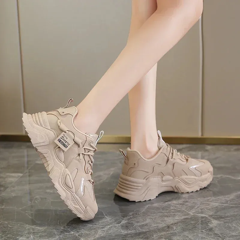 Fashion Platform for Womens Outdoor Lace-up Casual Shoes Breathable Chunky Sneakers Women Non Slip atillas Mujer 240612_voghion.com