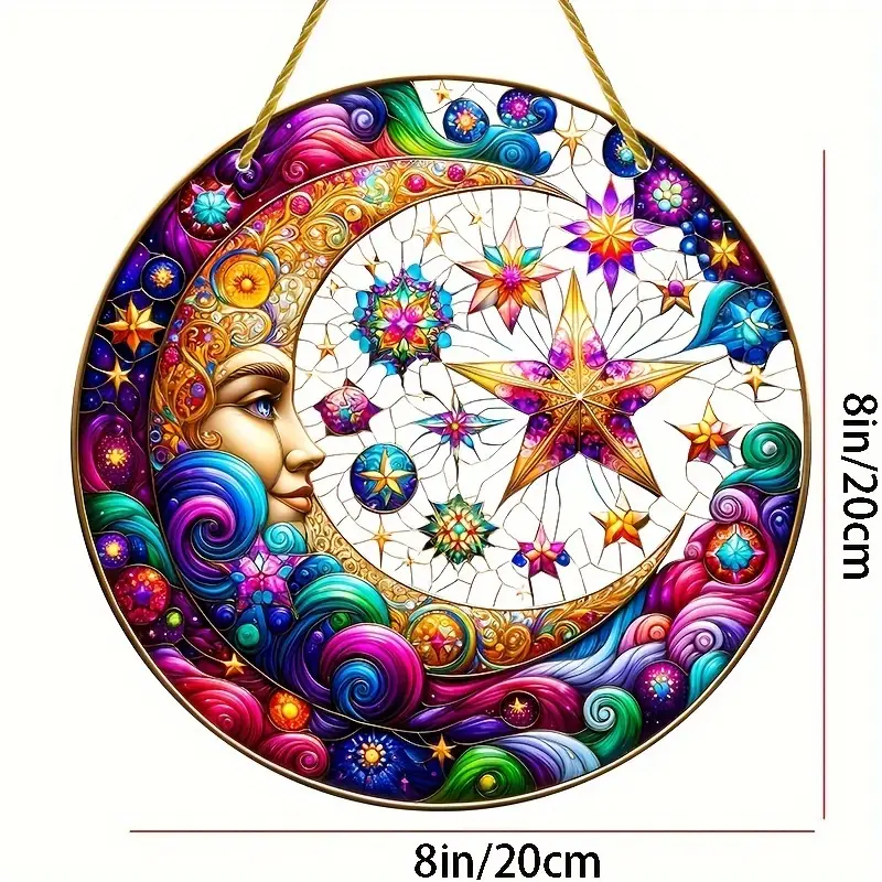 1 st Luna Decor akryl solfångare, 20x20 cm fönsterkonst, inflyttningspresent, nyckfull rum- och bardekor, sommardekoration för semesterscener_voghion.com