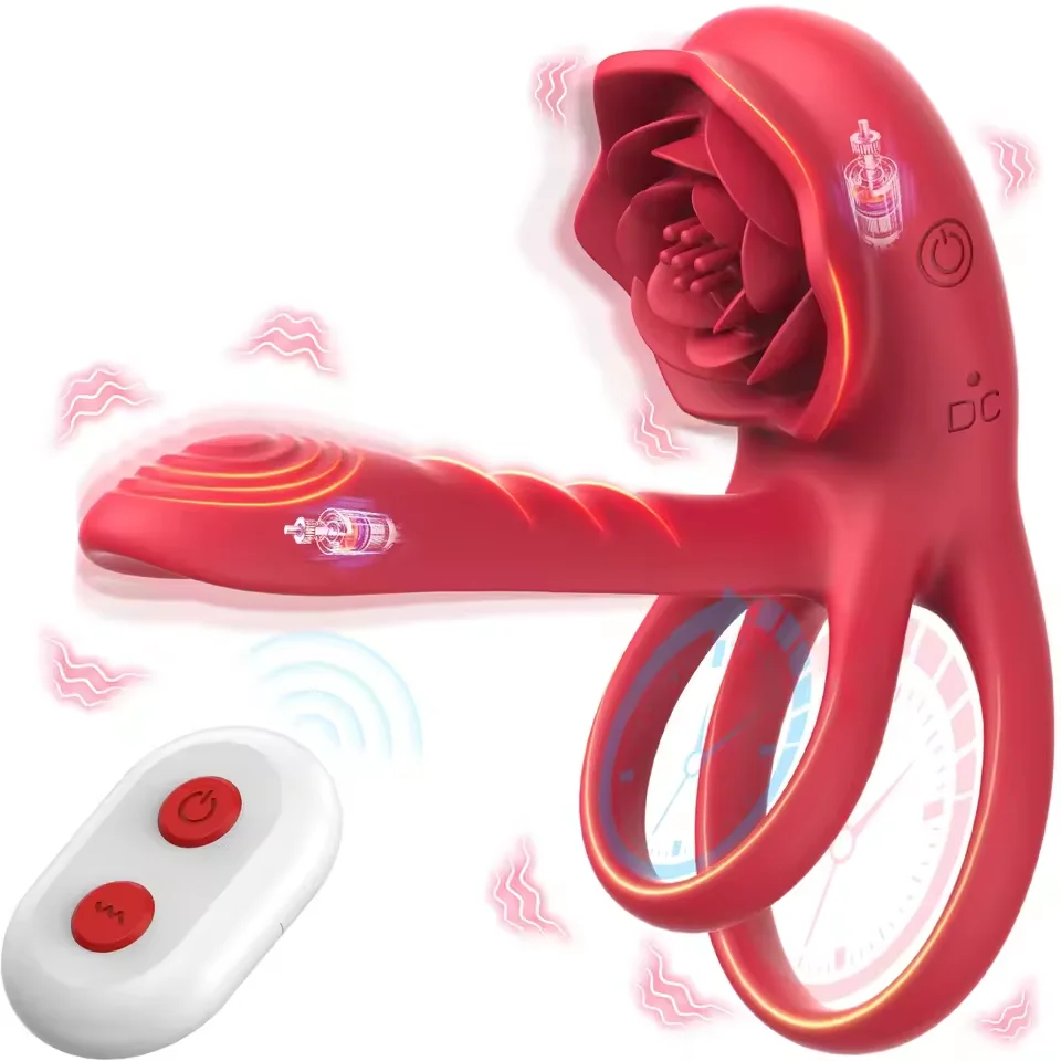 Rose Penis Ring Vibrator Silicone G-spot And Clitoral Stimulator_voghion.com