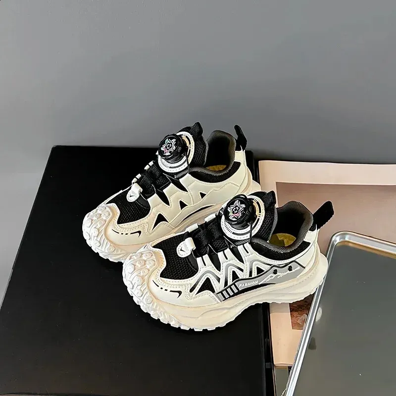 Dziecięce sportowe buty dla chłopców antypoślizgowe PU dziewczęce do koszykówki modne skórzane buty dziecięce krótkie i grube do szkoły tenisowej_voghion.com