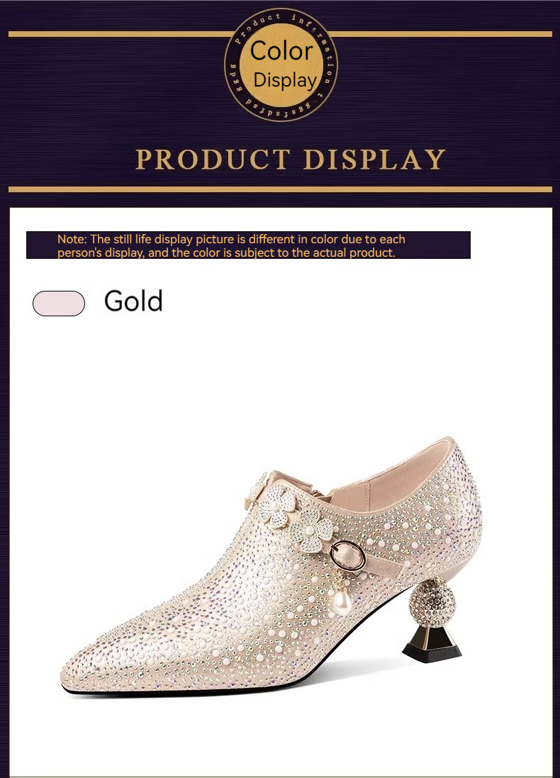 2024 Primavera Nuovo e alla moda Fiore Perla Acqua Diamante Matrimonio Spesso Tacco Profondo Bocca Singola Scarpe Tacco Alto da Donna_voghion.com
