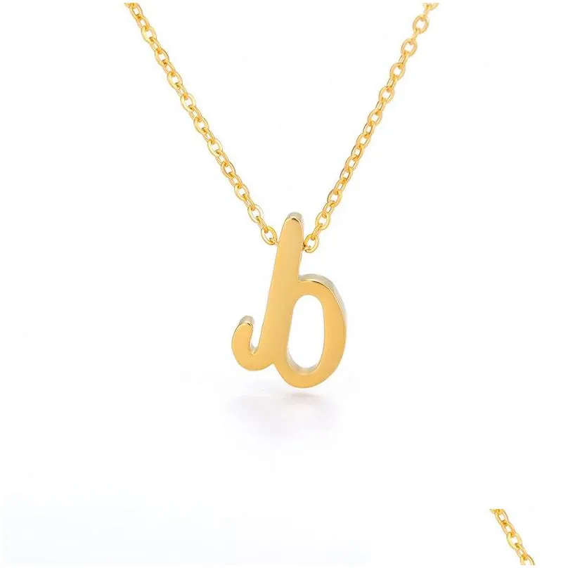 Pendant Necklaces Vintage Tiny Initial Letter For Women Stainless Steel Old English Necklace Birthday Gothic Jewelry_voghion.com