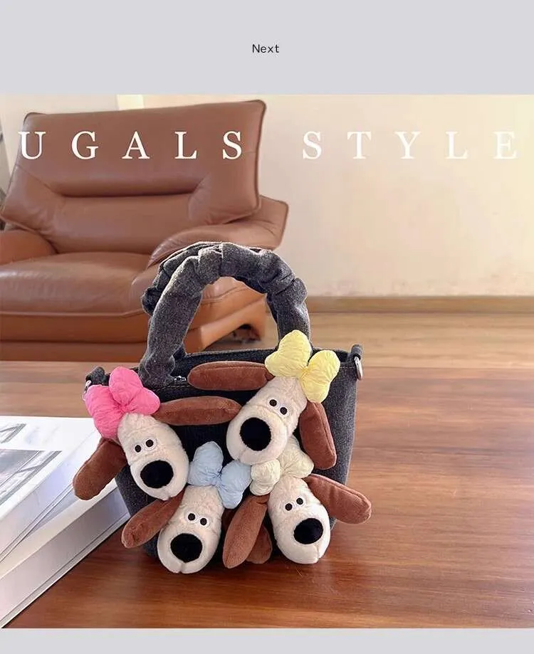 Bolso de mano de mezclilla con forma de cubo de peluche para mujer, de gran capacidad, estilo bandolera, informal_voghion.com