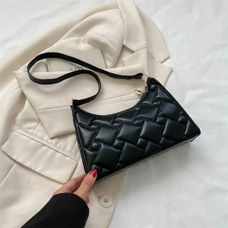 Sac à main à bandoulière rétro à la mode pour femmes avec broderie dia Sac à main simple de créateur à aisselle Pochette à fermeture éclair de couleur unie_voghion.com