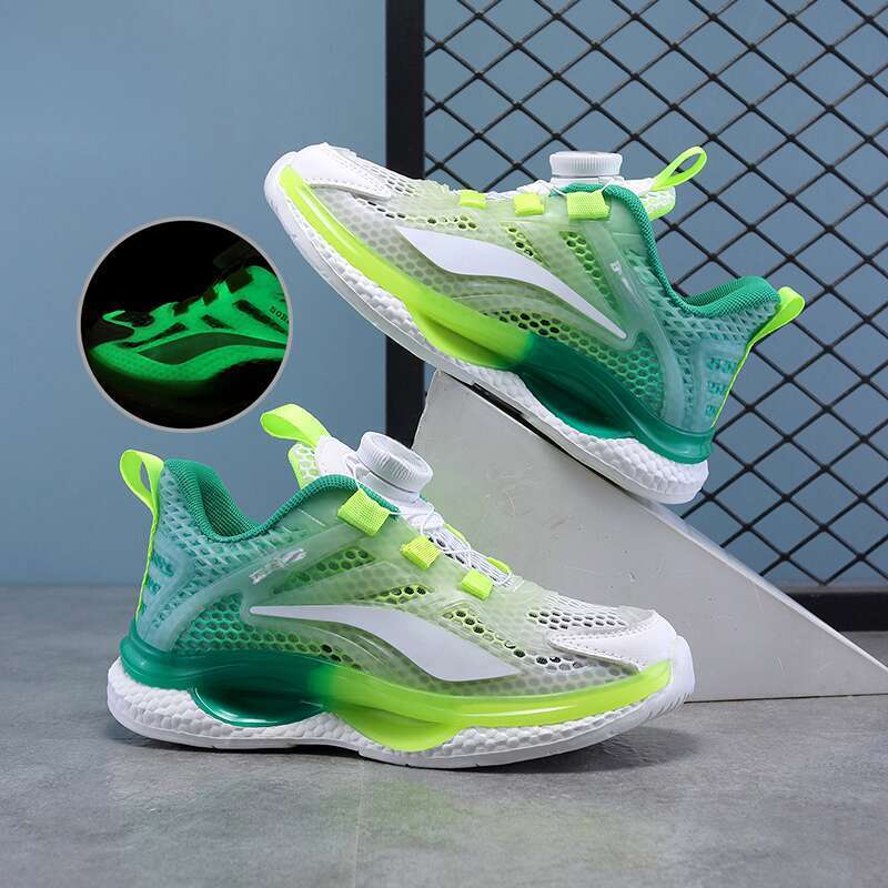 sports Single Mesh Glow-in-the-dark Men's Women's Medium And Size Children's Casual Shoes Three-piece Set_voghion.com