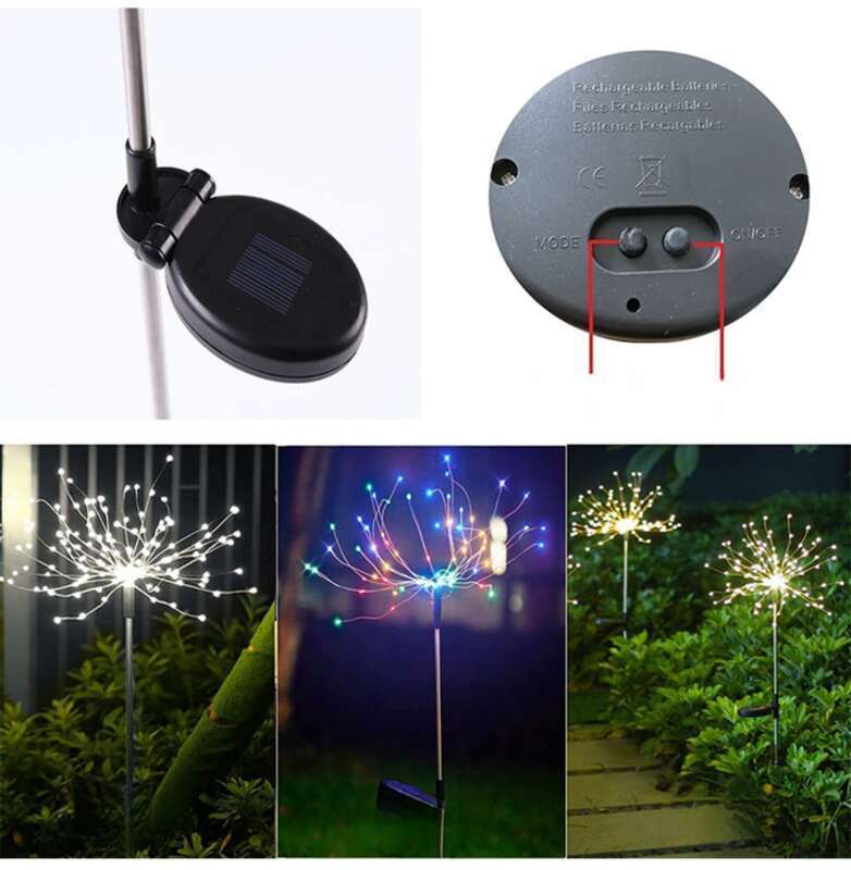 LED päikesepaneeliga maapinnale kinnitatav ilutulestik, võilillekeer, välistingimustes sisehoovi aiakaunistus, vasktraadist muruvalgusti_voghion.com
