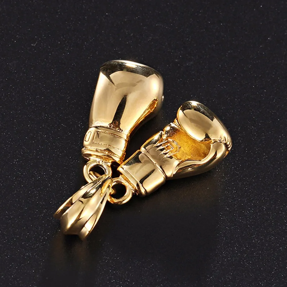 Pendant Necklaces Granny Chic Men Necklace Gold Color Stainless Steel Chain Pair Boxing Glove Charm Fashion Sport Fiess_voghion.com