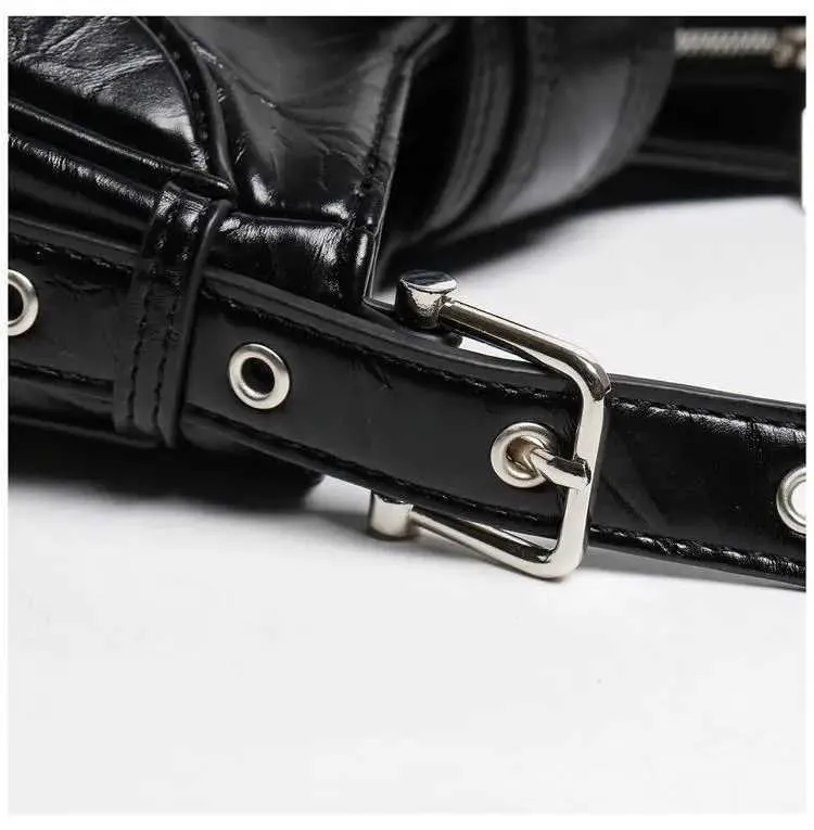 Sacs à main tendance Y2K pour femmes, sacoches à bandoulière en cuir PU noir, sacoches sous les bras, portefeuilles, de haute qualité_voghion.com