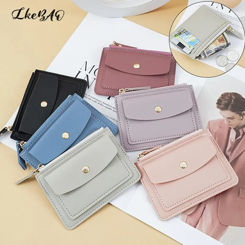 Portafoglio piccolo sottile in pelle da donna, portamonete multi-carte, semplice, con cerniera_voghion.com