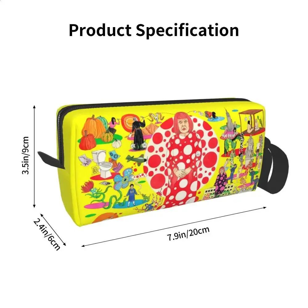 Trousse de toilette de voyage à motif de citrouille abstraite de Yayoi Kusama pour femmes, trousse de maquillage, trousse de rangement de beauté, trousse de toilette 240730_voghion.com