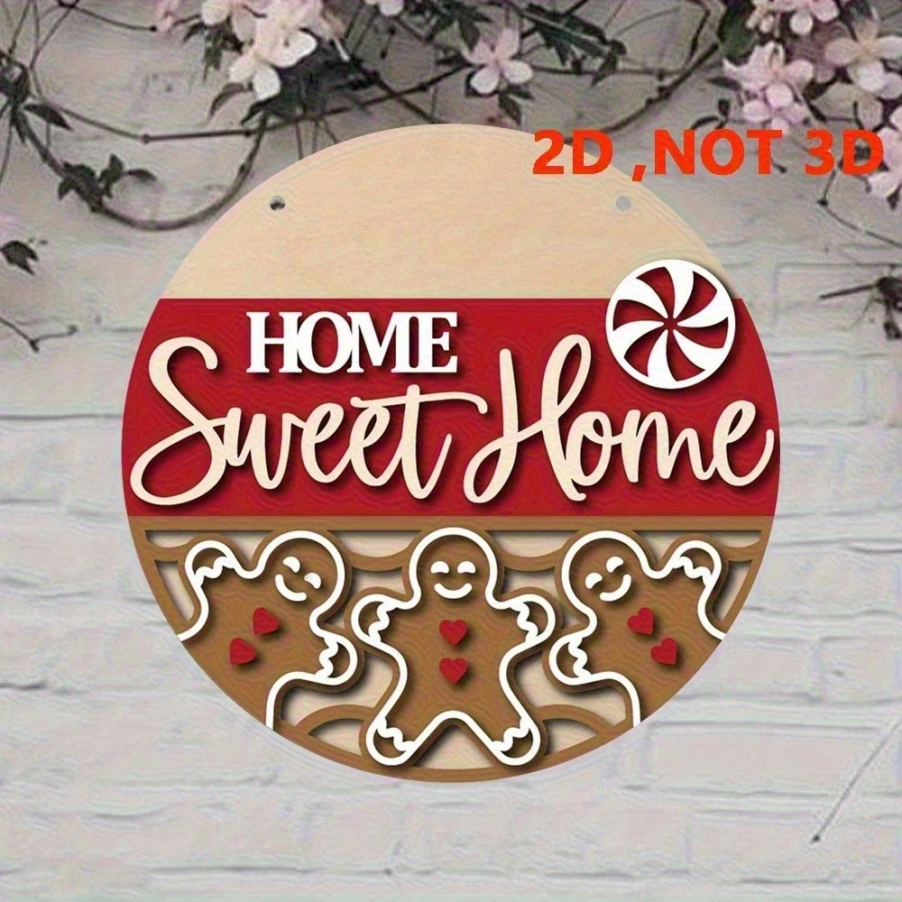 Runde Hängedekoration aus Holz – 20 x 20 cm, für drinnen und draußen, ideal für Weihnachten und festliche Anlässe._voghion.com