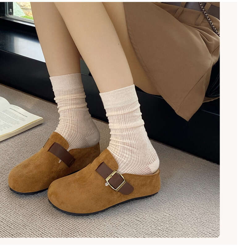 Women's Mary Jane Burkon Toe, Half Slip, Versatile, Single Toe Loafers_voghion.com