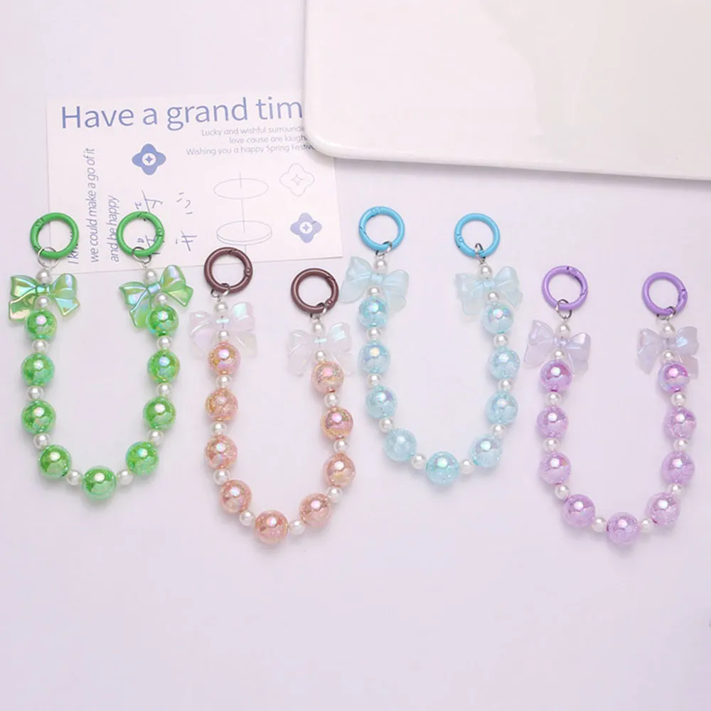 Niedliche Bowknot-Schlüsselanhänger für Frauen, süße, bunte Acrylperlen, Schlüsselanhänger, Tasche, Dekoration, Kopfhörerhülle, Anhänger, Zubehör_voghion.com