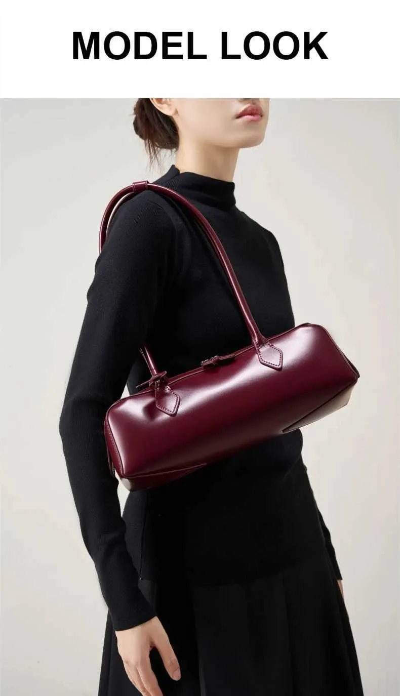 Genți de umăr coreene din piele naturală Hifashion pentru femei, genți de mână cu mâner lung, tip cârnat, pentru femei_voghion.com