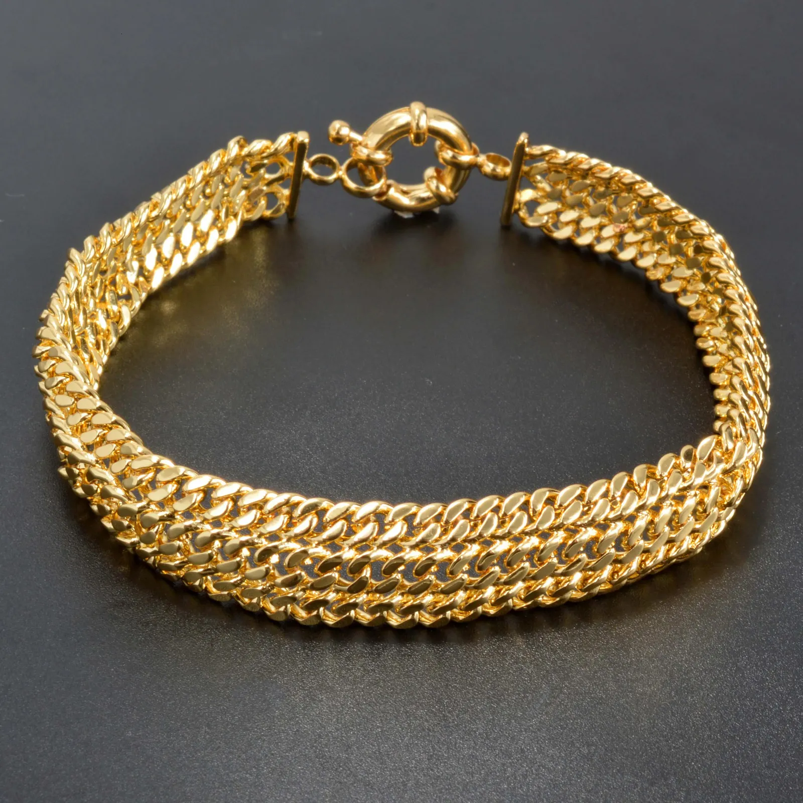 Sunny Jewelry Měděné článkové náramky pro unisex pozlacené náramky Miami Curb Punk klasický řetízek na ruku, dárek_voghion.com