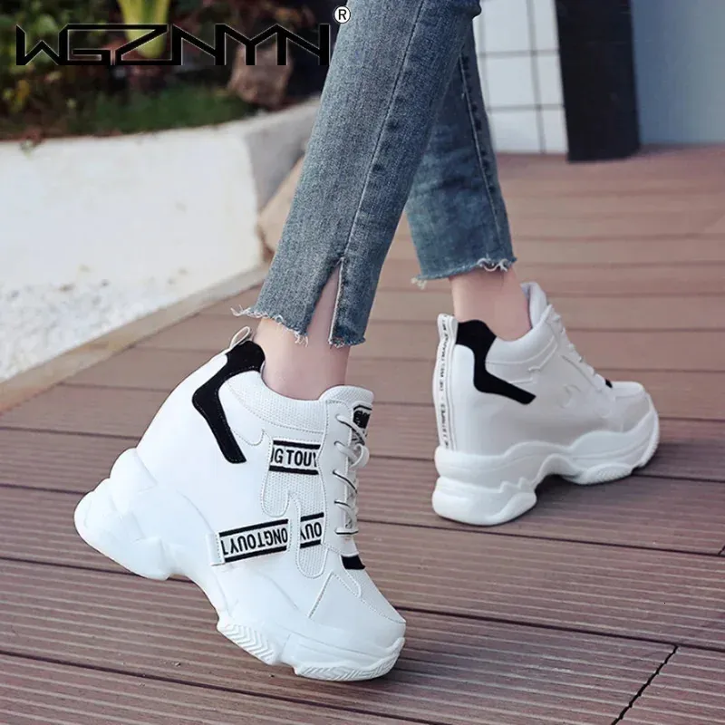 Heiße Verkäufe Trendy Schuhe High Top Sneakers Frauen Plattform Stiefeletten Korb Femme Chaussures Femmes Höhe Erhöhen_voghion.com