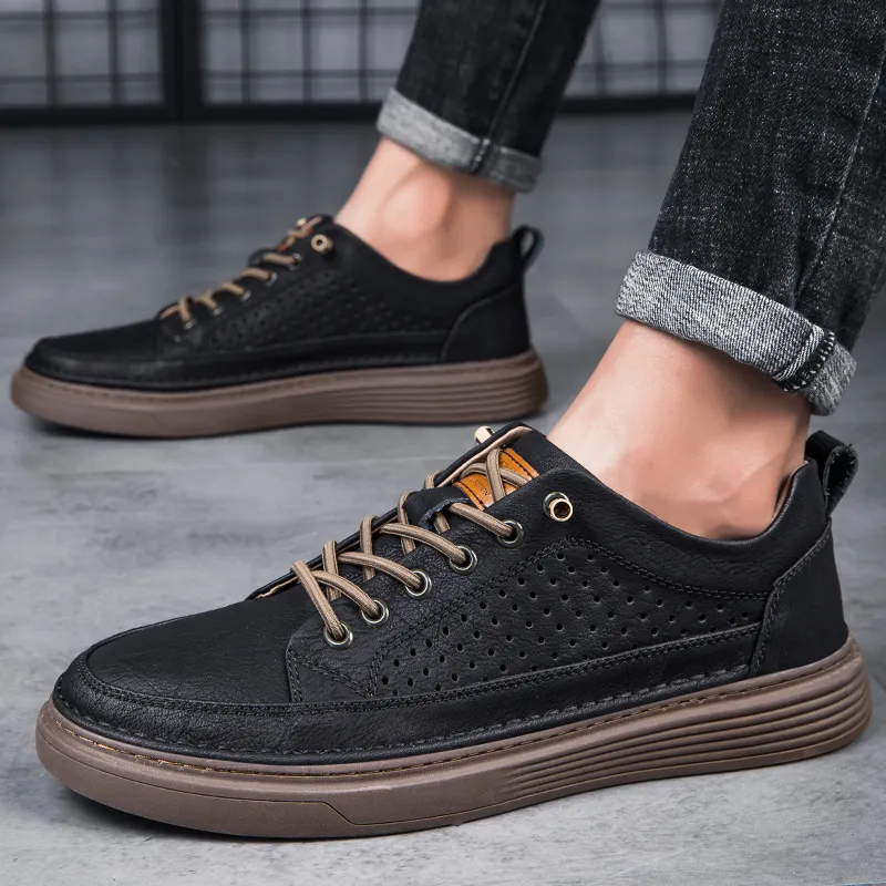 Herren Oxford Schuhe Aus Echtleder Schnürschuhe Für Den Alltag_voghion.com