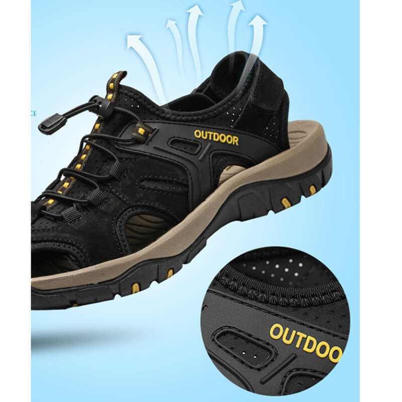 Sommer Rindsleder Zehen Soft Bottom Strandschuhe Outdoor Herren Casual Sandalen für Männer_voghion.com