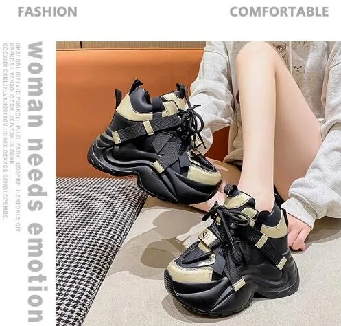 Casual schoenen voor dames, warme, dikke sneakers met 10 cm hak, herfst/winter, dikke zool, gevulkaniseerd, hoog platform, leer voor dames_voghion.com