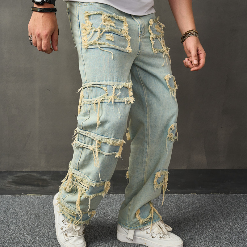 Men’s Clothing Retro Wide Leg Jeans Trendy Loose Trousers High Street Wide Leg Pants