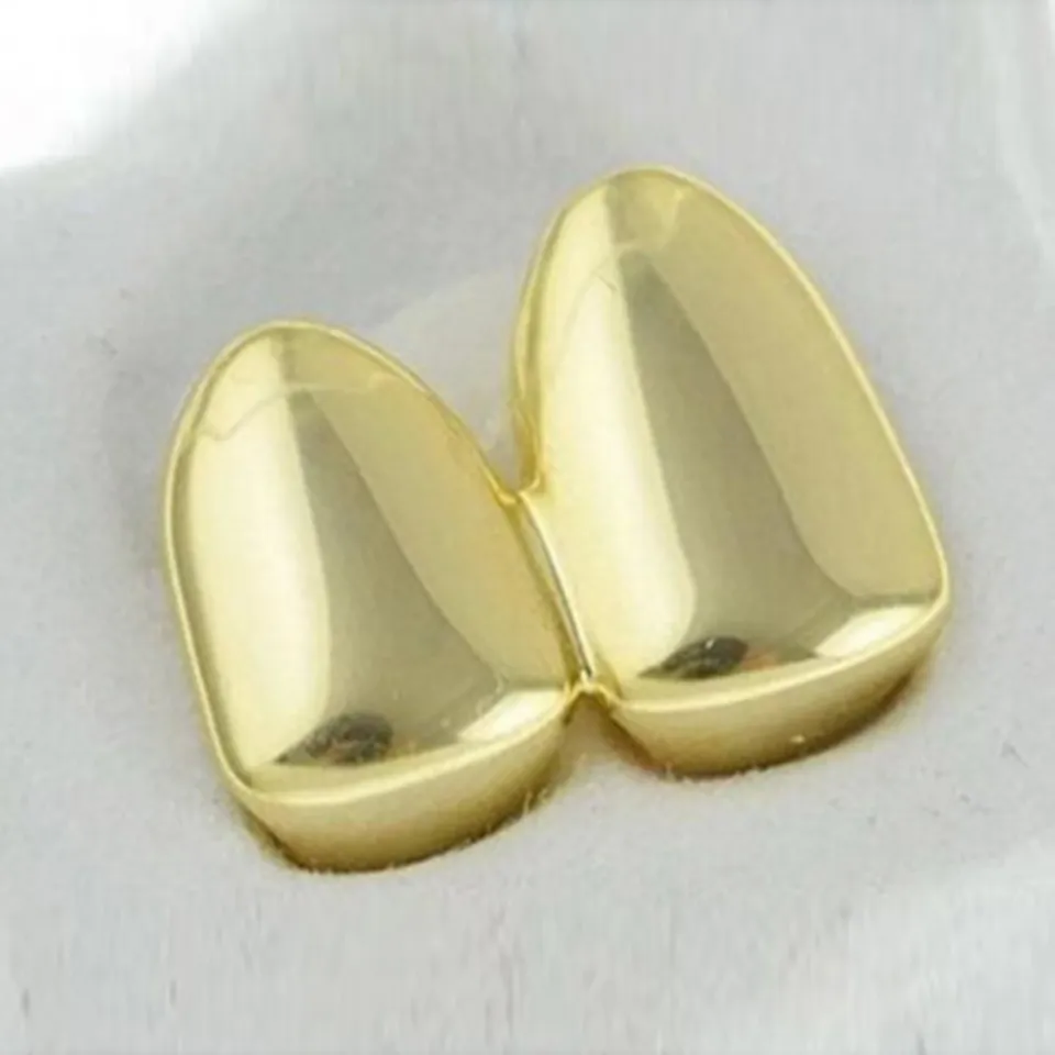 Grillz din aur real, bretele, simplu, punk, hip hop, dublu, dinți dentari, gura Fang, grilă de dinți, capac pentru cosplay, Halloween, costum_voghion.com