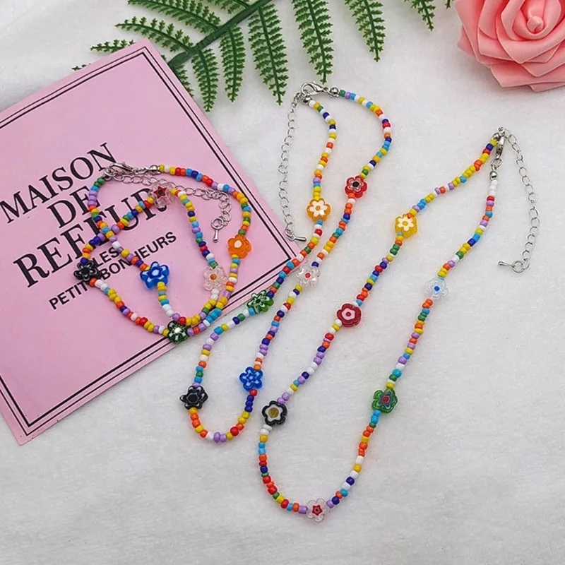 Böhmisches Perlenketten Und Armband Set Handgemachtes Glasperlen_voghion.com