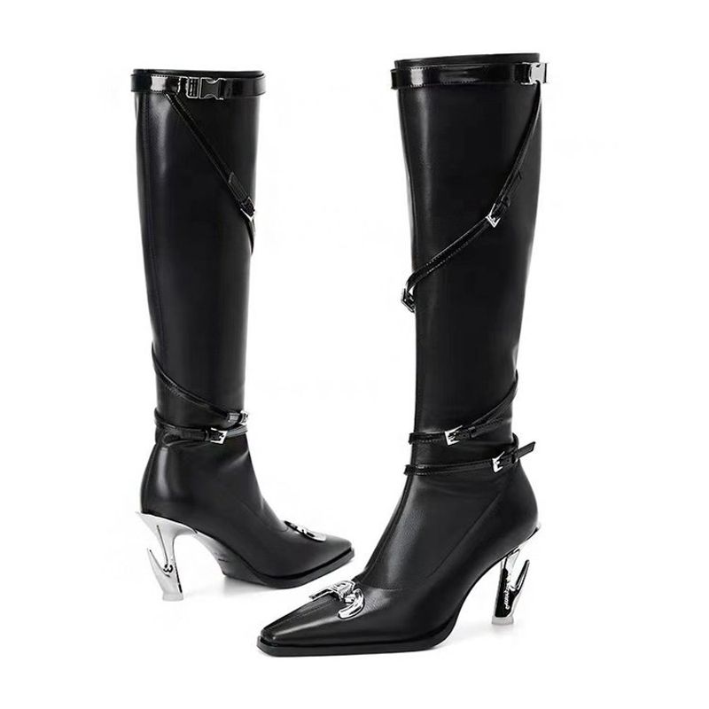Functional style spicy girl long boots, women's new best-selg autumn 2023 runway show, pointed hook heel high boots_voghion.com