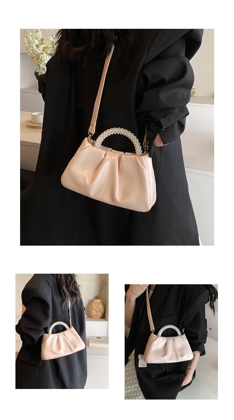 And High-end Feeling Cloud Pearl Handle Handle, Single Shoulder Crossbody Bag, 2024 Summer New Pleated Small Bag_voghion.com