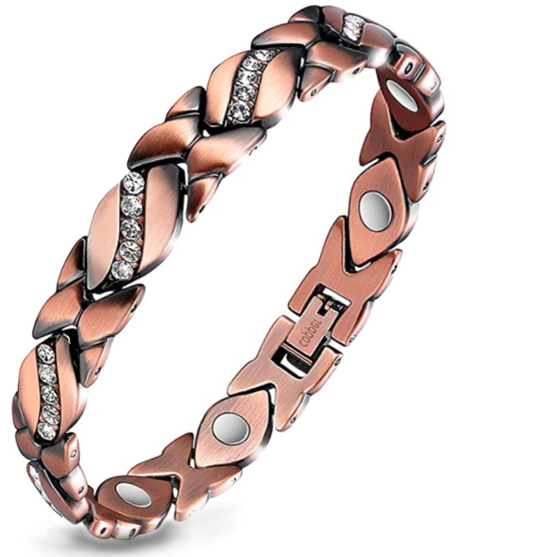 Longrui Neues Produkt Kupferarmband Diamantarmband Starker magnetischer Baumblattmagnet Kupferarmbandhersteller_voghion.com