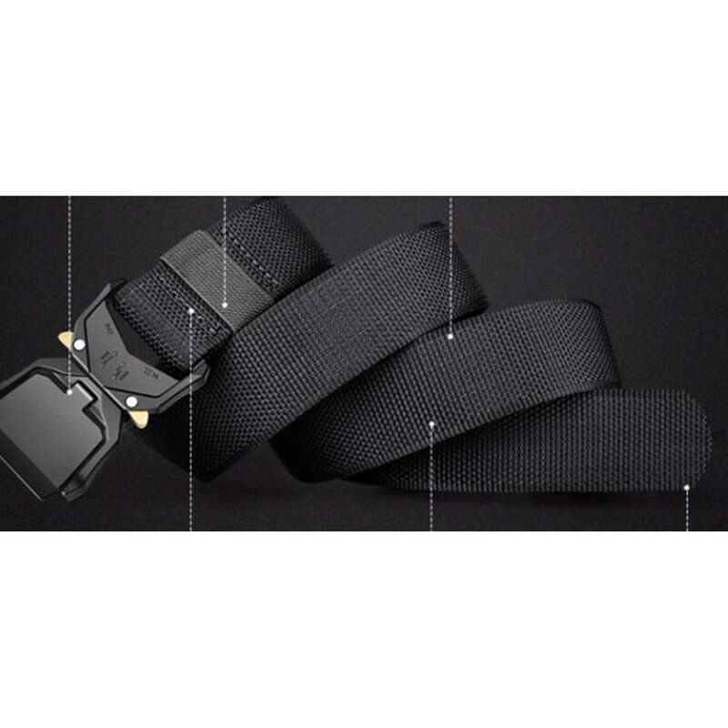 Men's Sports Military Training Aluminum Alloy Snake Buckle Elastic Quick Buckle Nylon Trouser Belt_voghion.com