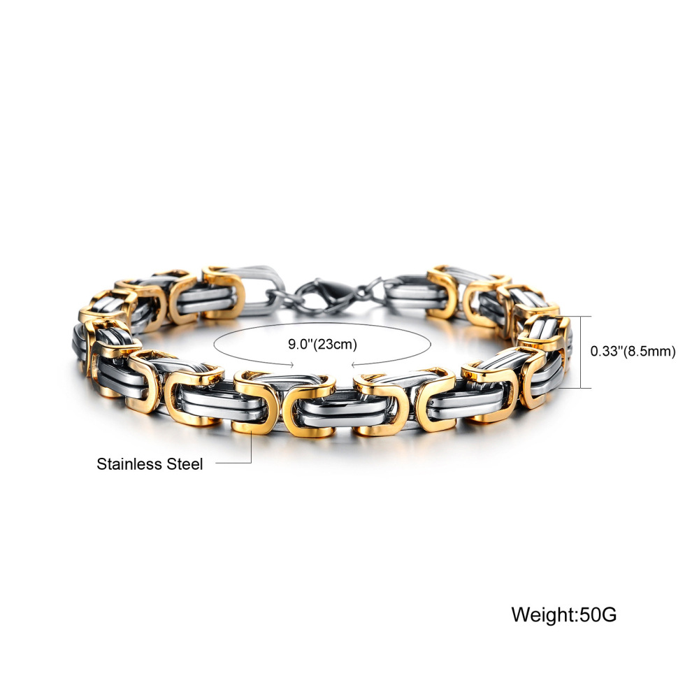 Bracciale imperiale in acciaio al titanio da uomo alla moda prepotente Bracciale imperiale Bracciale cubano con fibbia quadrata in acciaio inossidabile_voghion.com